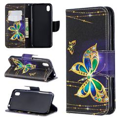 Golden Shining Butterfly Leather Wallet Case for Huawei Honor 8S(2019)