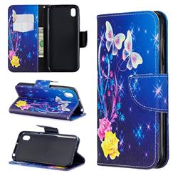 Yellow Flower Butterfly Leather Wallet Case for Huawei Honor 8S(2019)