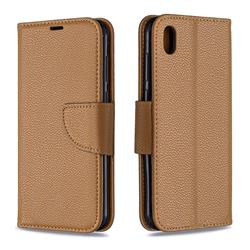 Classic Luxury Litchi Leather Phone Wallet Case for Huawei Honor 8S(2019) - Brown