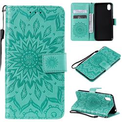 Embossing Sunflower Leather Wallet Case for Huawei Honor 8S(2019) - Green