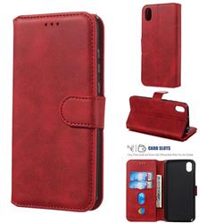 Retro Calf Matte Leather Wallet Phone Case for Huawei Honor 8S(2019) - Red
