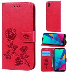 Embossing Rose Flower Leather Wallet Case for Huawei Honor 8S(2019) - Red