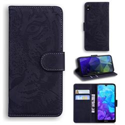Intricate Embossing Tiger Face Leather Wallet Case for Huawei Honor 8S(2019) - Black