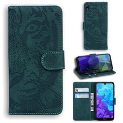 Intricate Embossing Tiger Face Leather Wallet Case for Huawei Honor 8S(2019) - Green
