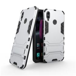 Armor Premium Tactical Grip Kickstand Shockproof Dual Layer Rugged Hard Cover for Huawei Honor 8X - Silver