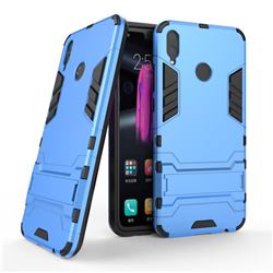 Armor Premium Tactical Grip Kickstand Shockproof Dual Layer Rugged Hard Cover for Huawei Honor 8X - Light Blue