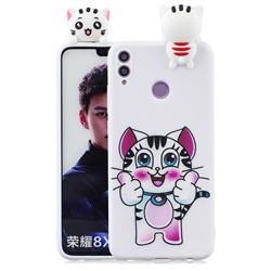 Cute Pink Kitten Soft 3D Climbing Doll Soft Case for Huawei Honor 8X