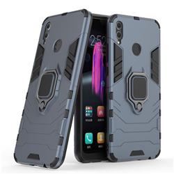 Black Panther Armor Metal Ring Grip Shockproof Dual Layer Rugged Hard Cover for Huawei Honor 8X - Blue