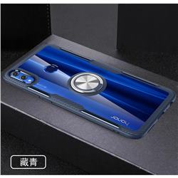 Acrylic Glass Carbon Invisible Ring Holder Phone Cover for Huawei Honor 8X - Navy