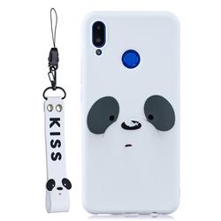 White Feather Panda Soft Kiss Candy Hand Strap Silicone Case for Huawei Honor 8X