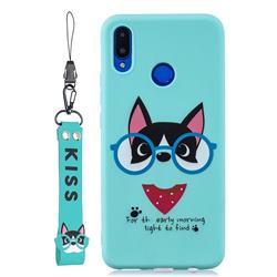 Green Glasses Dog Soft Kiss Candy Hand Strap Silicone Case for Huawei Honor 8X