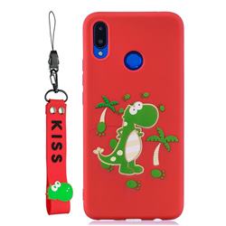 Red Dinosaur Soft Kiss Candy Hand Strap Silicone Case for Huawei Honor 8X