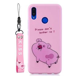 Pink Cute Pig Soft Kiss Candy Hand Strap Silicone Case for Huawei Honor 8X