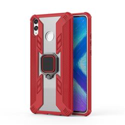 Predator Armor Metal Ring Grip Shockproof Dual Layer Rugged Hard Cover for Huawei Honor 8X - Red