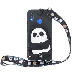 Cute Panda Neck Lanyard Zipper Wallet Silicone Case for Huawei Honor 8X