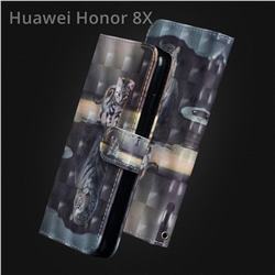 Tiger and Cat 3D Painted Leather Wallet Case for Huawei Honor 8X