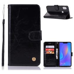 Luxury Retro Leather Wallet Case for Huawei Honor 8X - Black
