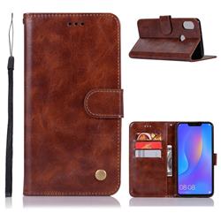 Luxury Retro Leather Wallet Case for Huawei Honor 8X - Brown