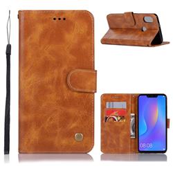 Luxury Retro Leather Wallet Case for Huawei Honor 8X - Golden