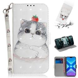 Cute Tomato Cat 3D Painted Leather Wallet Phone Case for Huawei Honor 8X