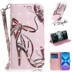 Butterfly High Heels 3D Painted Leather Wallet Phone Case for Huawei Honor 8X
