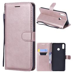 Retro Greek Classic Smooth PU Leather Wallet Phone Case for Huawei Honor 8X - Rose Gold
