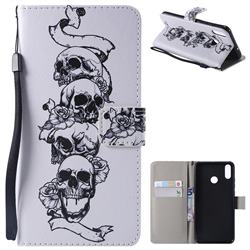 Skull Head PU Leather Wallet Case for Huawei Honor 8X