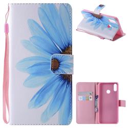 Blue Sunflower PU Leather Wallet Case for Huawei Honor 8X