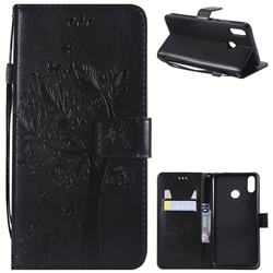 Embossing Butterfly Tree Leather Wallet Case for Huawei Honor 8X - Black