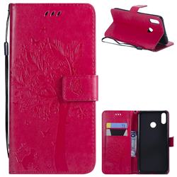 Embossing Butterfly Tree Leather Wallet Case for Huawei Honor 8X - Rose