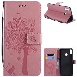 Embossing Butterfly Tree Leather Wallet Case for Huawei Honor 8X - Pink