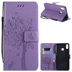 Embossing Butterfly Tree Leather Wallet Case for Huawei Honor 8X - Violet