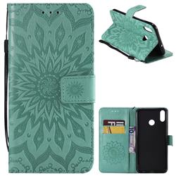 Embossing Sunflower Leather Wallet Case for Huawei Honor 8X - Green