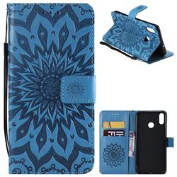 Embossing Sunflower Leather Wallet Case for Huawei Honor 8X - Blue
