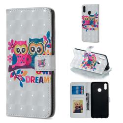 Couple Owl 3D Painted Leather Phone Wallet Case for Huawei Honor 8X