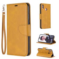 Classic Sheepskin PU Leather Phone Wallet Case for Huawei Honor 8X - Yellow