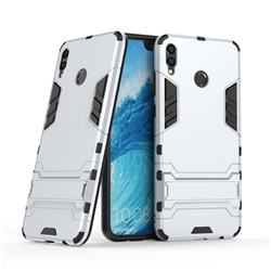 Armor Premium Tactical Grip Kickstand Shockproof Dual Layer Rugged Hard Cover for Huawei Honor 8X Max(Enjoy Max) - Silver