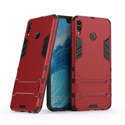 Armor Premium Tactical Grip Kickstand Shockproof Dual Layer Rugged Hard Cover for Huawei Honor 8X Max(Enjoy Max) - Wine Red