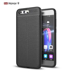 Luxury Auto Focus Litchi Texture Silicone TPU Back Cover for Huawei Honor 9 - Black