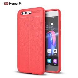 Luxury Auto Focus Litchi Texture Silicone TPU Back Cover for Huawei Honor 9 - Red