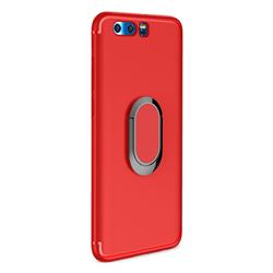 Anti-fall Invisible 360 Rotating Ring Grip Holder Kickstand Phone Cover for Huawei Honor 9 - Red