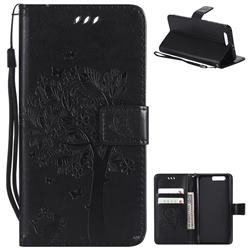 Embossing Butterfly Tree Leather Wallet Case for Huawei Honor 9 - Black