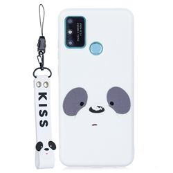 White Feather Panda Soft Kiss Candy Hand Strap Silicone Case for Huawei Honor 9A
