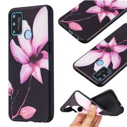 Lotus Flower 3D Embossed Relief Black Soft Back Cover for Huawei Honor 9A