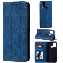 Intricate Embossing Four Leaf Clover Leather Wallet Case for Huawei Honor 9A - Dark Blue