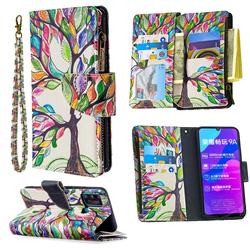 The Tree of Life Binfen Color BF03 Retro Zipper Leather Wallet Phone Case for Huawei Honor 9A