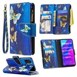 Golden Butterflies Binfen Color BF03 Retro Zipper Leather Wallet Phone Case for Huawei Honor 9A