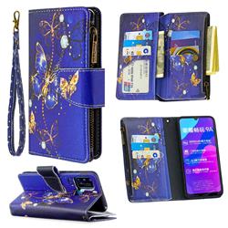 Purple Butterfly Binfen Color BF03 Retro Zipper Leather Wallet Phone Case for Huawei Honor 9A