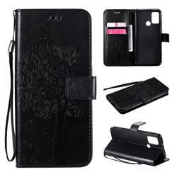 Embossing Butterfly Tree Leather Wallet Case for Huawei Honor 9A - Black