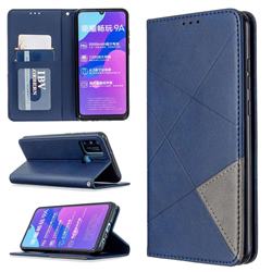 Prismatic Slim Magnetic Sucking Stitching Wallet Flip Cover for Huawei Honor 9A - Blue